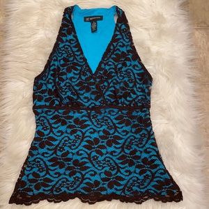 INC International Concepts blue, black lace tank